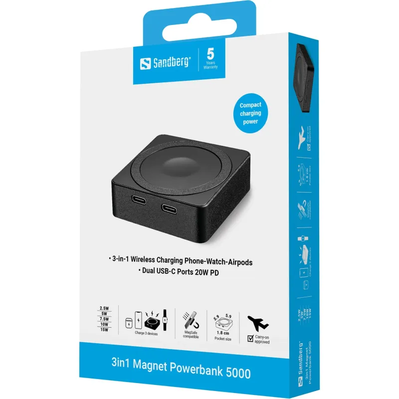 Sandberg 421-28 3in1 Magnet Powerbank 5000