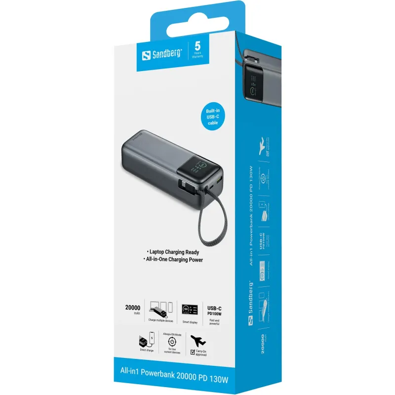 Sandberg 421-30 All-in1 Powerbank 20000 PD130W