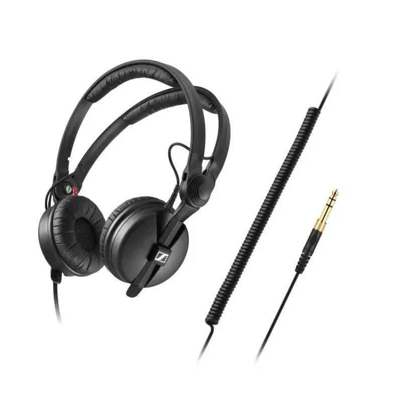 Sennheiser HD 25 PLUS - Słuchawki profesjonalne, zamknięte, przewód prosty i spiralny, dodatkowe poduszki welurowe,