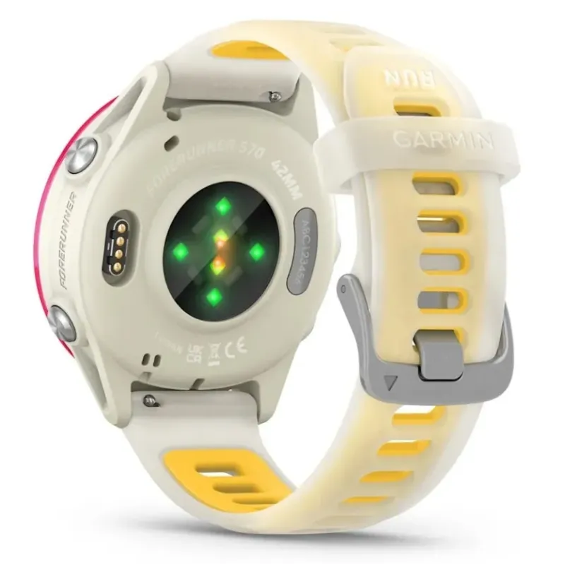 Garmin Forerunner 570 3.05 cm (1.2") AMOLED 42 mm Digital 390 x 390 pixels Touchscreen Pink, White Wi-Fi GPS (satellite)