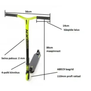 Extra strong stunt Scooter Torden 110mm Black/Lime