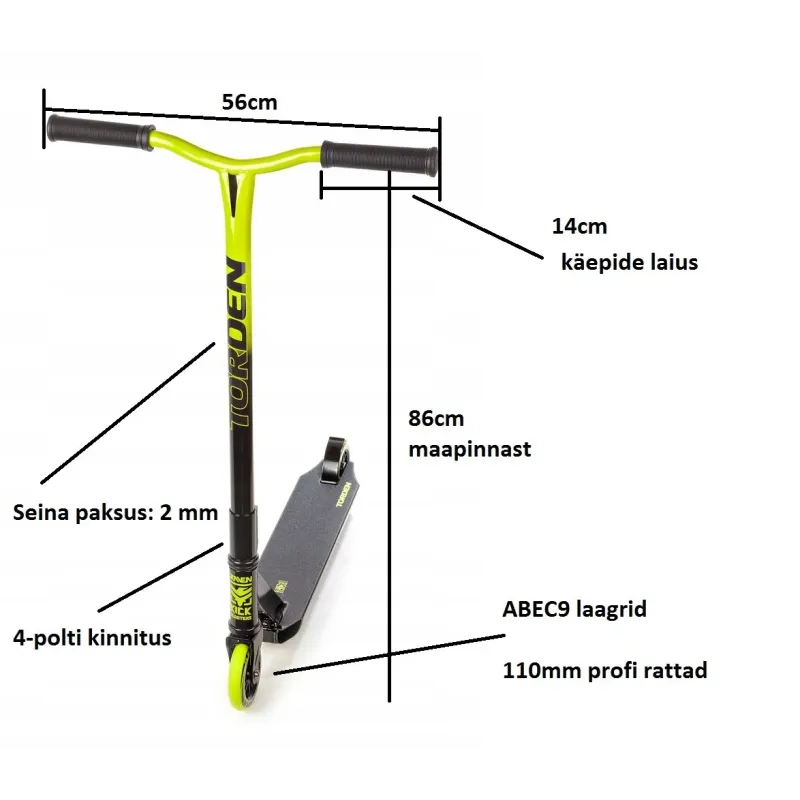 Extra strong stunt Scooter Torden 110mm Black/Lime