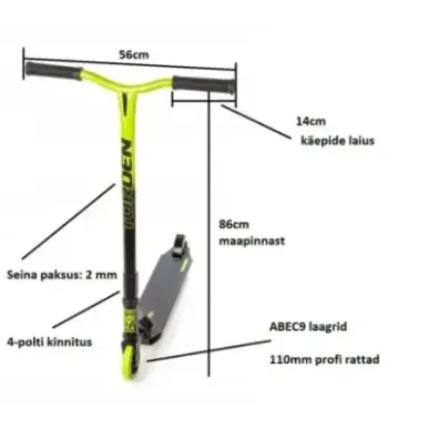 Extra strong stunt Scooter Torden 110mm Black/Lime