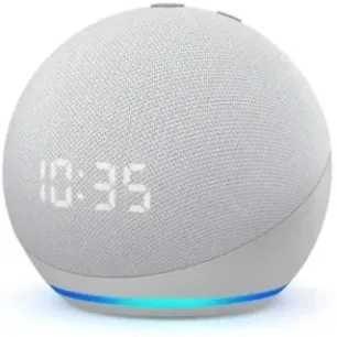 Amazon Echo Dot with clock (4th Gen) Glacier White (B7W644)