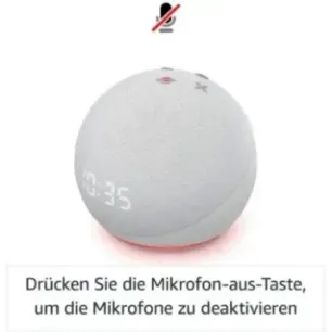 Amazon Echo Dot with clock (4th Gen) Glacier White (B7W644)