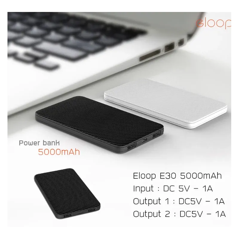 Eloop E30 Mobile Power Bank 5000mAh black