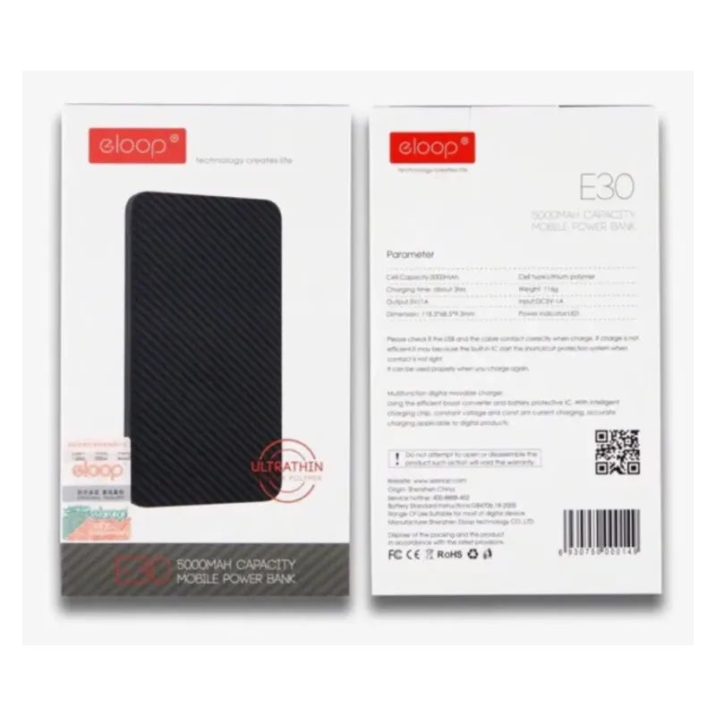 Eloop E30 Mobile Power Bank 5000mAh black
