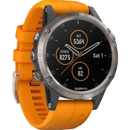 fenix 5 Plus,Sapph,Ti w/Solar Flare Orange Band,GPS,EMEA