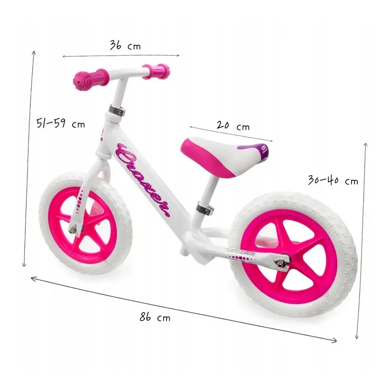 Ultralightweight Balance Bike Croxer Cadea White/Pink