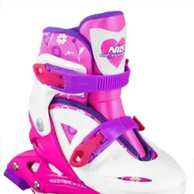 NJ/NA0321 A WHITE-PINK SIZE S (26-30) IN-LINE SKATES NILS EXTREME
