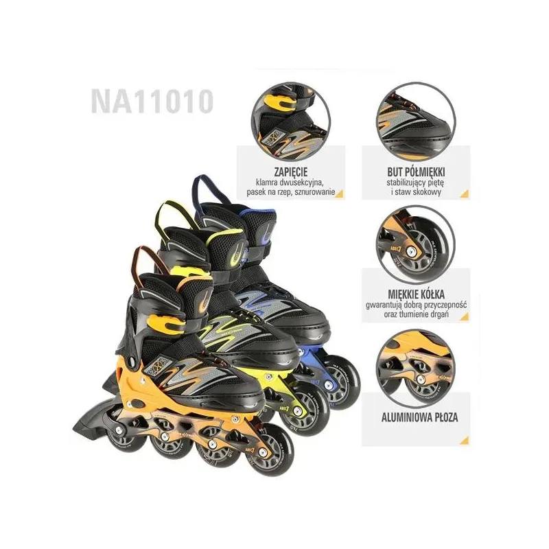 NA11010 BLACK-YELLOW SIZE. M (35-38) IN-LINE SKATES NILS EXTREME