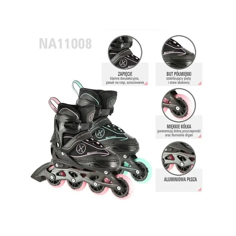 NA11008 BLACK-PINK SIZE. S (31-34) IN-LINE SKATES NILS EXTREME