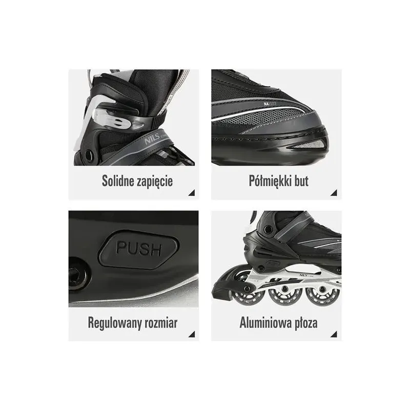 NA1123 A BLACK-GRAY SIZE L(39-42) IN-LINE SKATES NILS EXTREME