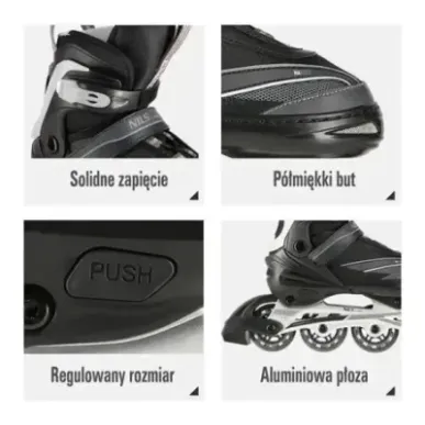 NA1123 A BLACK-GRAY SIZE L(39-42) IN-LINE SKATES NILS EXTREME