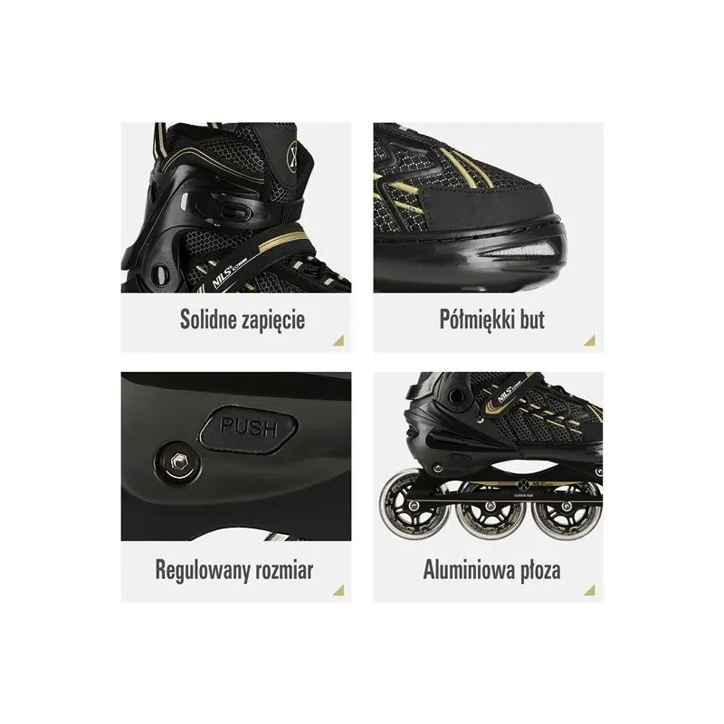 NA1128 BLACK-GOLD SIZE L(39-42) IN-LINE SKATES NILS EXTREME
