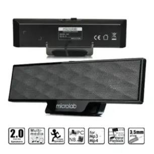 Microlab B 51 Black Output power: 4 Watt RMSPower distribution: 2 Watt x 2Harmonic distortion:  5% 1 W 1