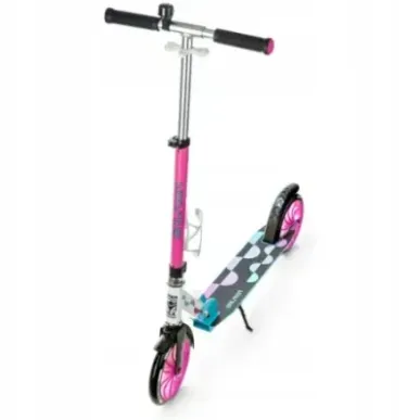 Foldable scooter Raven Galaxia Blue/Pink 200mm with bell, bottle holder and LED core