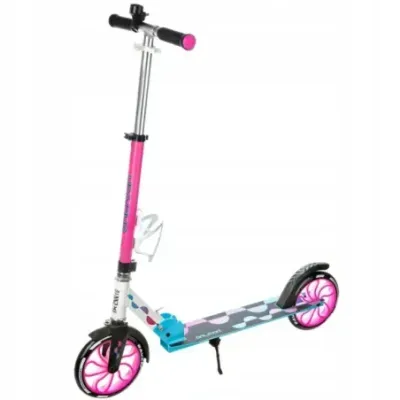 Foldable scooter Raven Galaxia Blue/Pink 200mm with bell, bottle holder and LED core