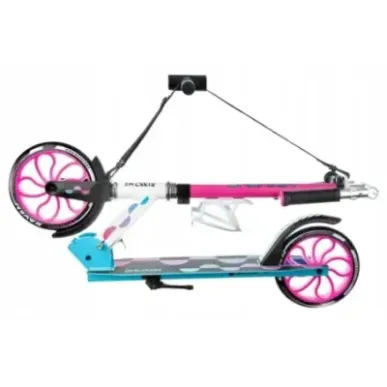 Foldable scooter Raven Galaxia Blue/Pink 200mm with bell, bottle holder and LED core