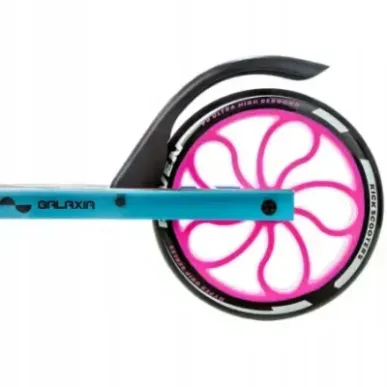 Foldable scooter Raven Galaxia Blue/Pink 200mm with bell, bottle holder and LED core