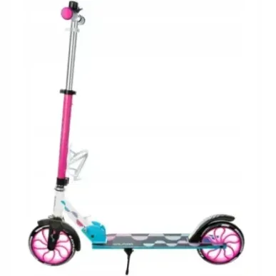 Foldable scooter Raven Galaxia Blue/Pink 200mm with bell, bottle holder and LED core