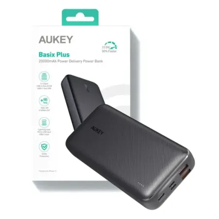 AUKEY PB-N74S Power Bank 20000mAh 22.5W QC 3.0 PD 3.0 5xUSB SCP LCD Black