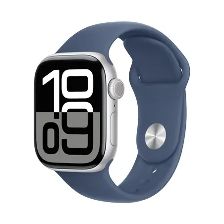 Apple Watch Series 10 GPS 42mm Silver Aluminium Case with Denim Sport Band - S/M