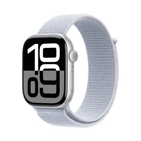 Apple Watch Series 10 GPS 46mm Silver Aluminium Case with Blue Cloud Sport Loop