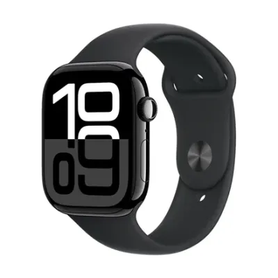 Apple Watch Series 10 GPS 46mm Jet Black Aluminium Case with Black Sport Band - S/M