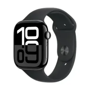 Apple Watch Series 10 GPS 46mm Jet Black Aluminium Case with Black Sport Band - M/L