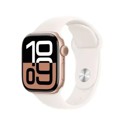 Apple Watch Series 10 GPS + Cellular 42mm Rose Gold Aluminium Case with Light Blush Sport Band - S/M