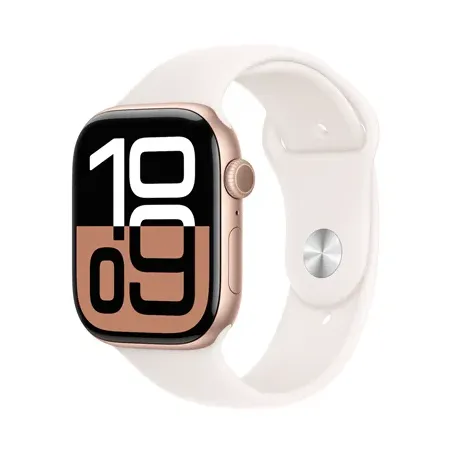 Apple Watch Series 10 GPS + Cellular 46mm Rose Gold Aluminium Case with Light Blush Sport Band - S/M
