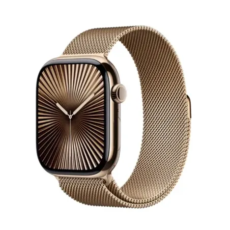 Apple Watch Series 10 GPS + Cellular 46mm Gold Titanium Case with Gold Milanese Loop - M/L