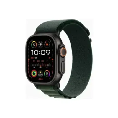 Apple Watch Ultra 2 GPS + Cellular 49mm Black Titanium Case with Dark Green Alpine Loop - Large