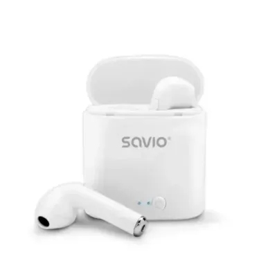 Savio TWS-01 Wireless Bluetooth Earphones, White