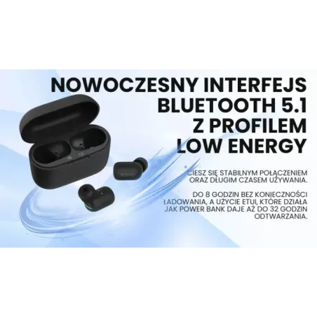 Savio TWS-09 IPX5 headphones/headset Wireless In-ear Music Bluetooth Black