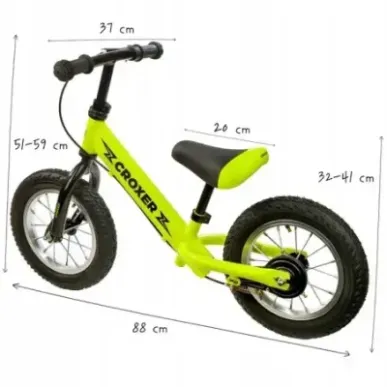 Balance Bike Croxer Leox Lime pumped wheels