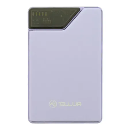 Tellur Power Bank 10000mAh, USB-C + Lightning cables built-in  purple