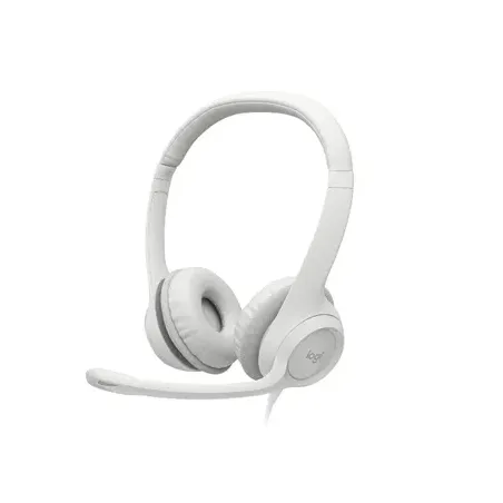 Logitech USB Computer Headset H390 Wired Over-Ear Microphone Noise canceling Off-white
