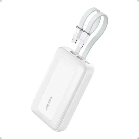 Anker Power Bank A1680H21 10000 mAh USB-C 30W, Lightning 27W Built-In USB-C and Lightning Cables White