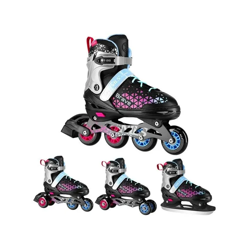 NH18190A IN-LINE SKATES/HOCKEY ICE SKATES SET 4IN1 BRAVE PINK SIZE L(39-43) NILS EXTREME