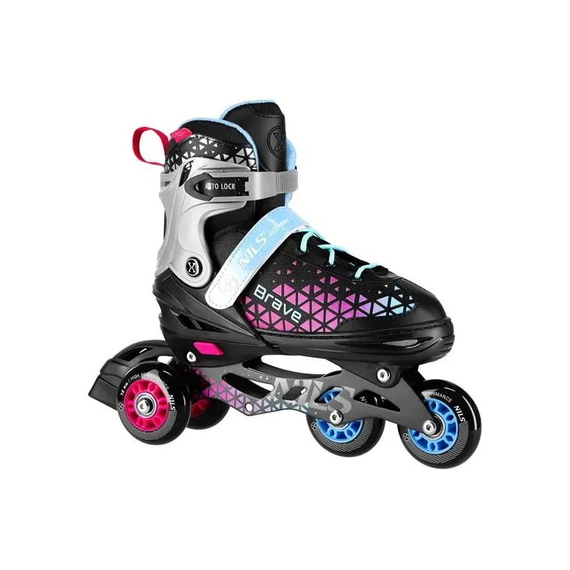 NH18190A IN-LINE SKATES/HOCKEY ICE SKATES SET 4IN1 BRAVE PINK SIZE L(39-43) NILS EXTREME