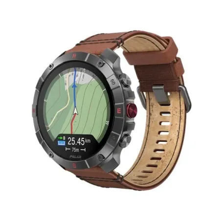 Polar Grit X2 Pro Sport Smartwatch, Titan with Bronze Leather band