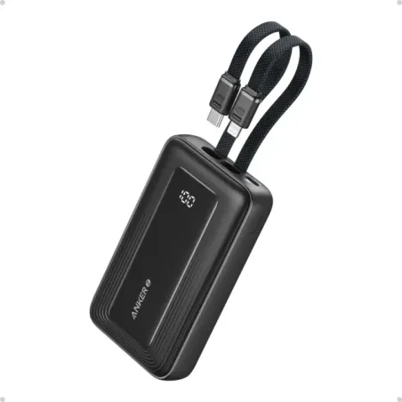 Anker Power Bank A1681G11 20000 mAh USB-C 30W, Lightning 27W Built-In USB-C and Lightning Cables Black