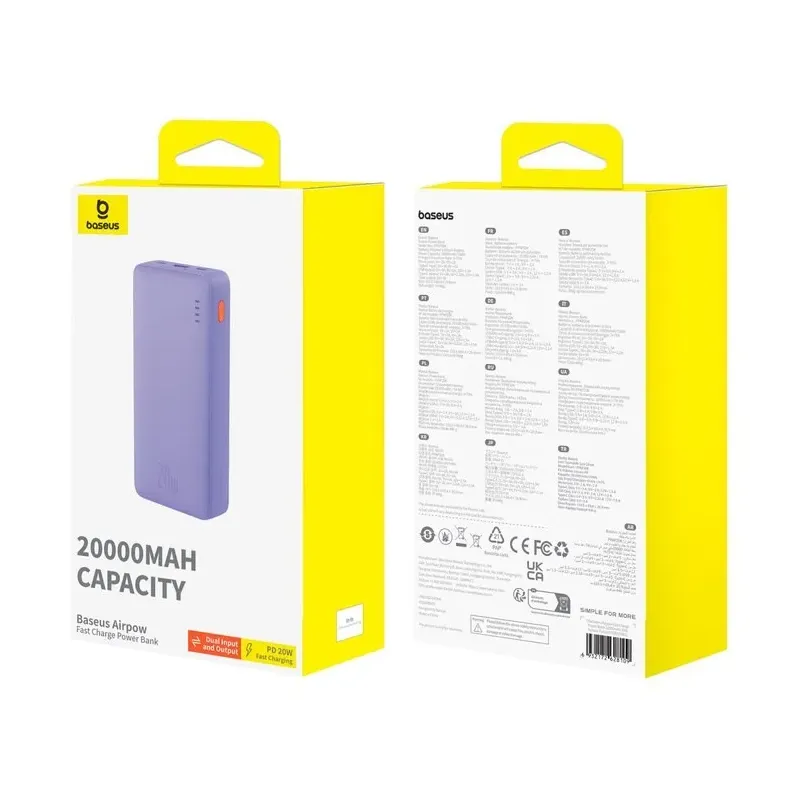BASEUS POWERBANK AIRPOW 20000MAH 20W (PURPLE)