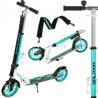 LED Scooter Raven Galaxia White/Mint 200mm with bell, bottle holder