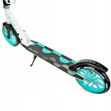 LED Scooter Raven Galaxia White/Mint 200mm with bell, bottle holder
