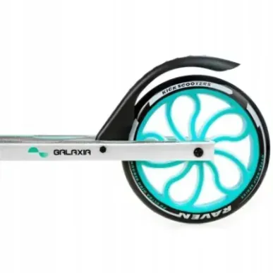 LED Scooter Raven Galaxia White/Mint 200mm with bell, bottle holder