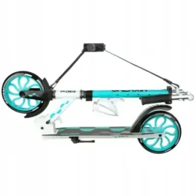 LED Scooter Raven Galaxia White/Mint 200mm with bell, bottle holder