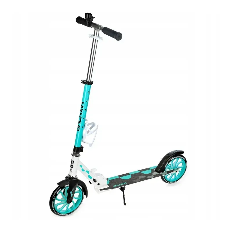 LED Scooter Raven Galaxia White/Mint 200mm with bell, bottle holder